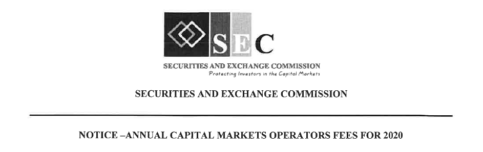 Notice – Annual Capital Markets Operators Fees for 2020