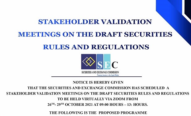 Stakeholder Validation Meetings on The Draft Securities Rules And Regulations
